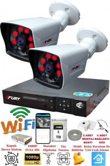 FURY 2 Kameralı 5mp Lensli 1080P 2mp Görüntü 6 Atom Gece Görüşlü FullHd Güvenlik Kamerası 5525A 1TB