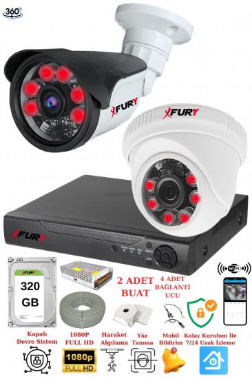 FURY 2 Kameralı 5mp 3.6mm Lens 2mp Görüntü 6 Atom Led Gece Görüşlü FullHd Güvenlik Kamerası 5570di 320GB