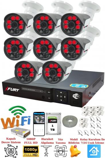 FURY 8 Kameralı 5mp Lensli 1080P 2mp Görüntü 6 Atom Gece Görüşlü FullHd Güvenlik Kamerası Sistemi 1 TB