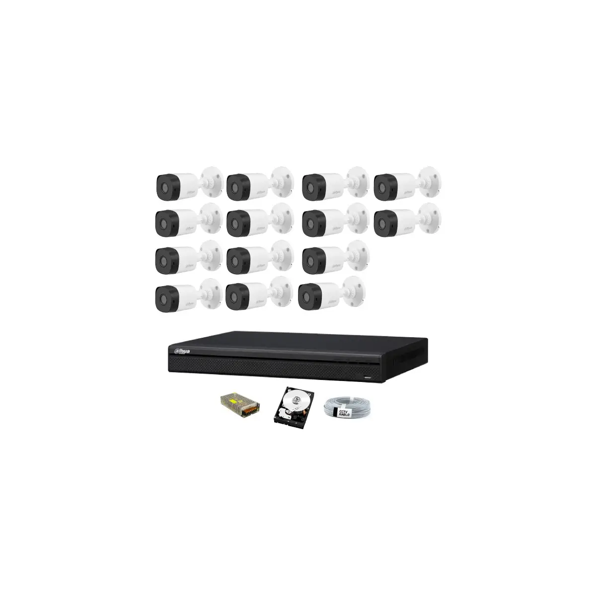 14 Kameralı Güvenlik Sistemi Dış-Mekan-Hdd-Jack-Bnc-Konnektör Proje Kamera