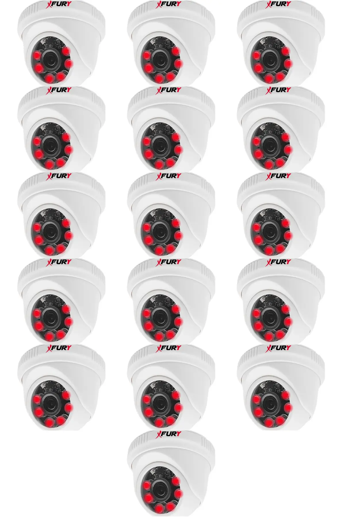 16 Adet 5MP Lens 1080P Full HD AHD 6 Led Gece Görüşlü Su Geçirmez Güvenlik Kamera