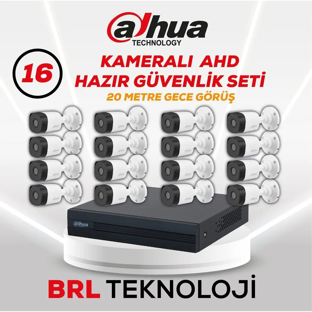 16 Kameralı 20 Metre Gece Görüşlü Full Hd Güvenlik Kamera Seti