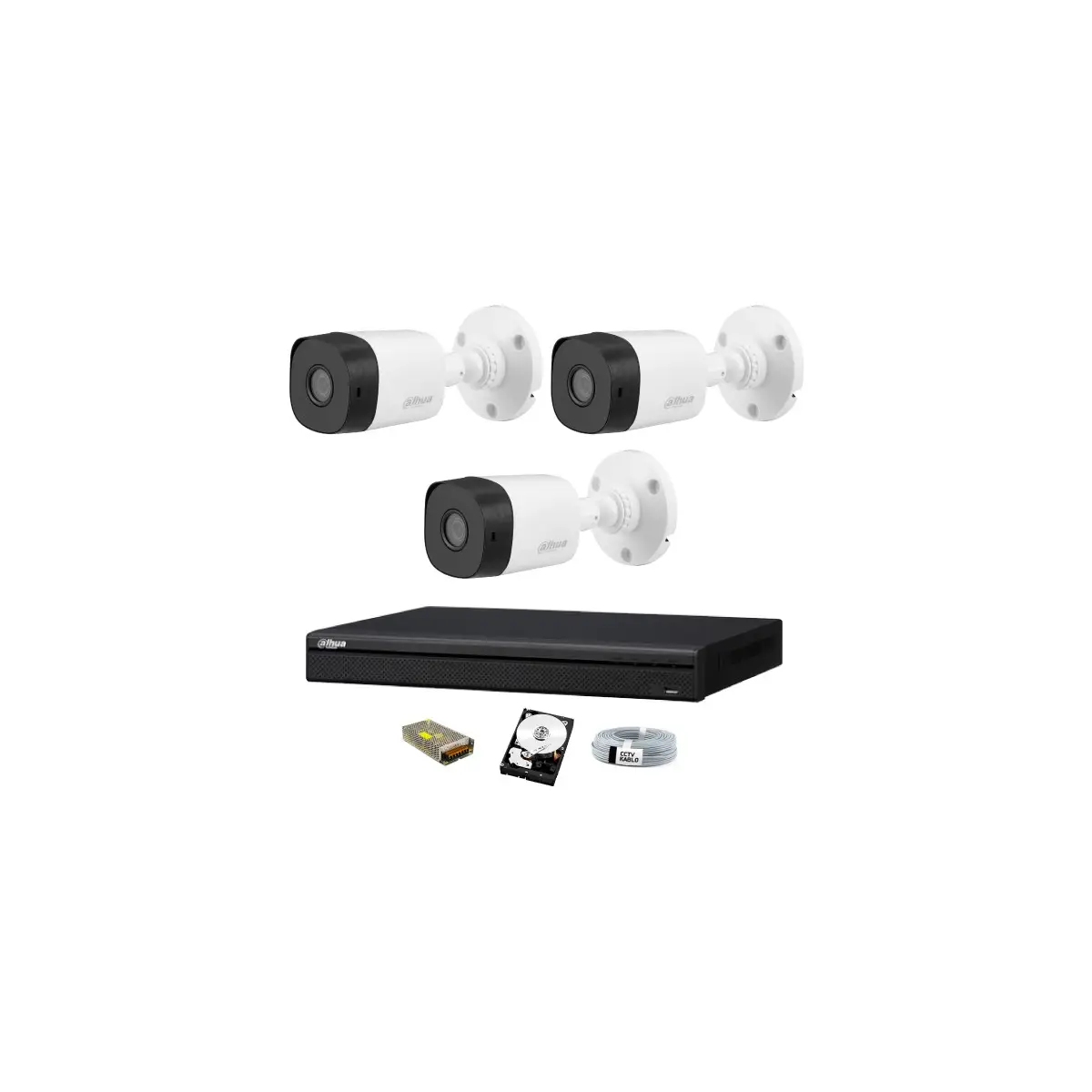 3 Kameralı Güvenlik Sistemi Dış-Mekan-Hdd-Jack-Bnc-Konnektör Proje Kamera
