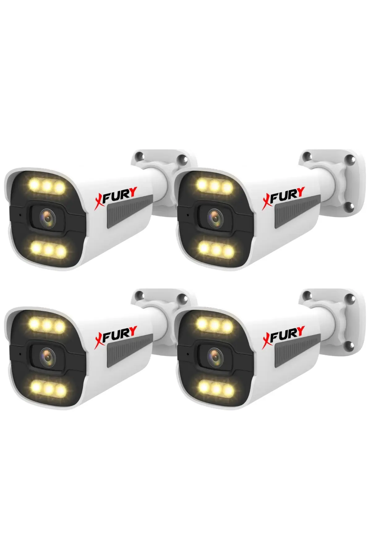 4 Adet 5MP Lens 1080P Full HD AHD 6 Led Gece Görüşlü Renkli Su Geçirmez Güvenlik Kamera