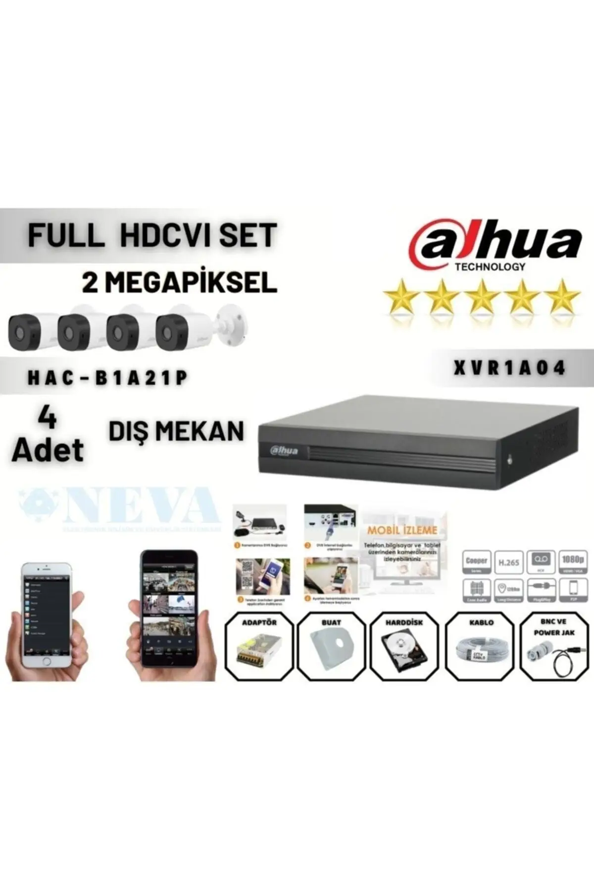 4 Kameralı 2mp 1080p Full Hd Ahd Hdcvı 4 Kameralı Hazır Set