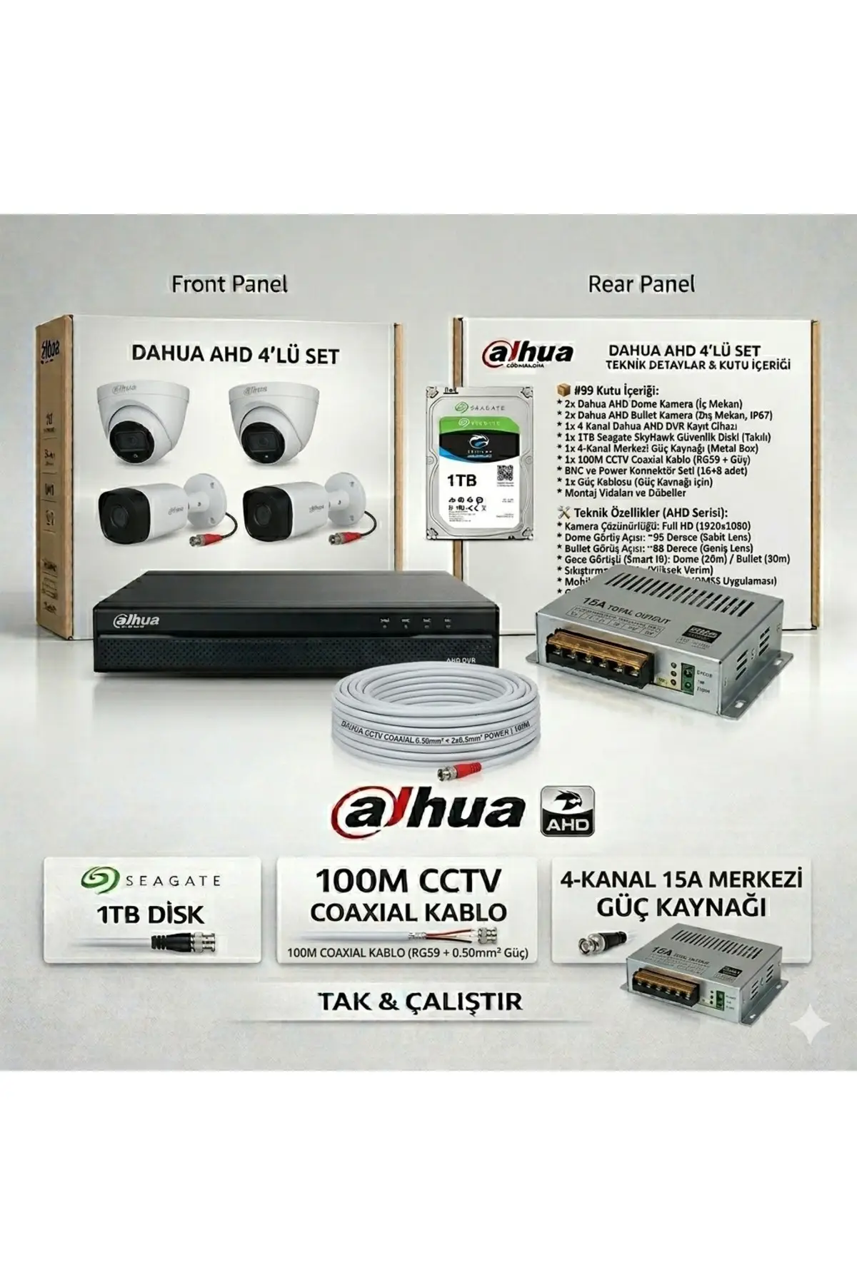 Dahua 4 Kameralı Full HD AHD