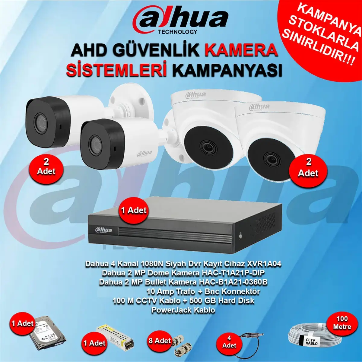 4 Kanal Ahd Güvenlik Kamera Kampanya Seti