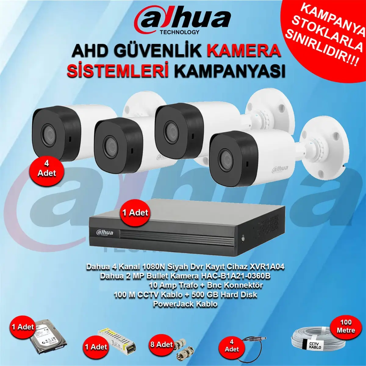 4 Kanal Bullet Ahd Güvenlik Kamera Kampanya Seti