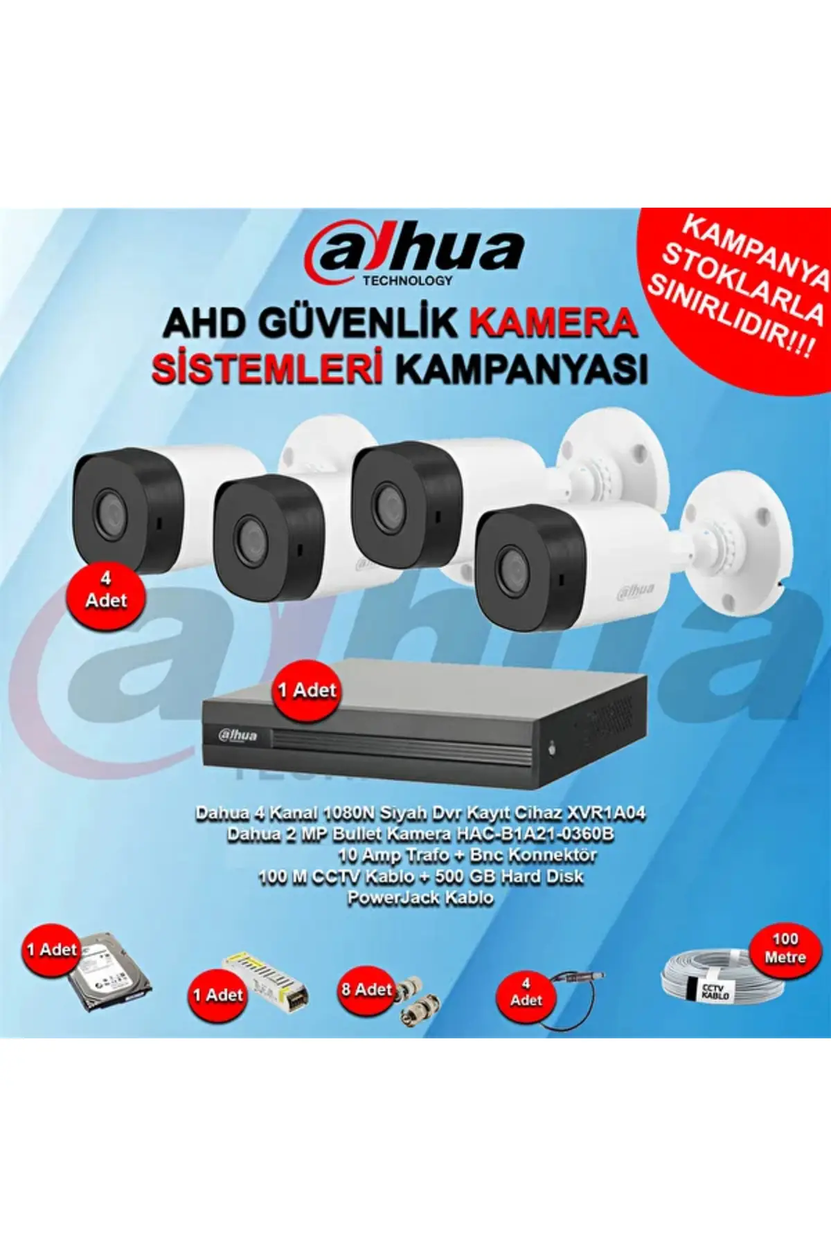 4 Kanal Bullet Ahd Güvenlik Kamera Seti