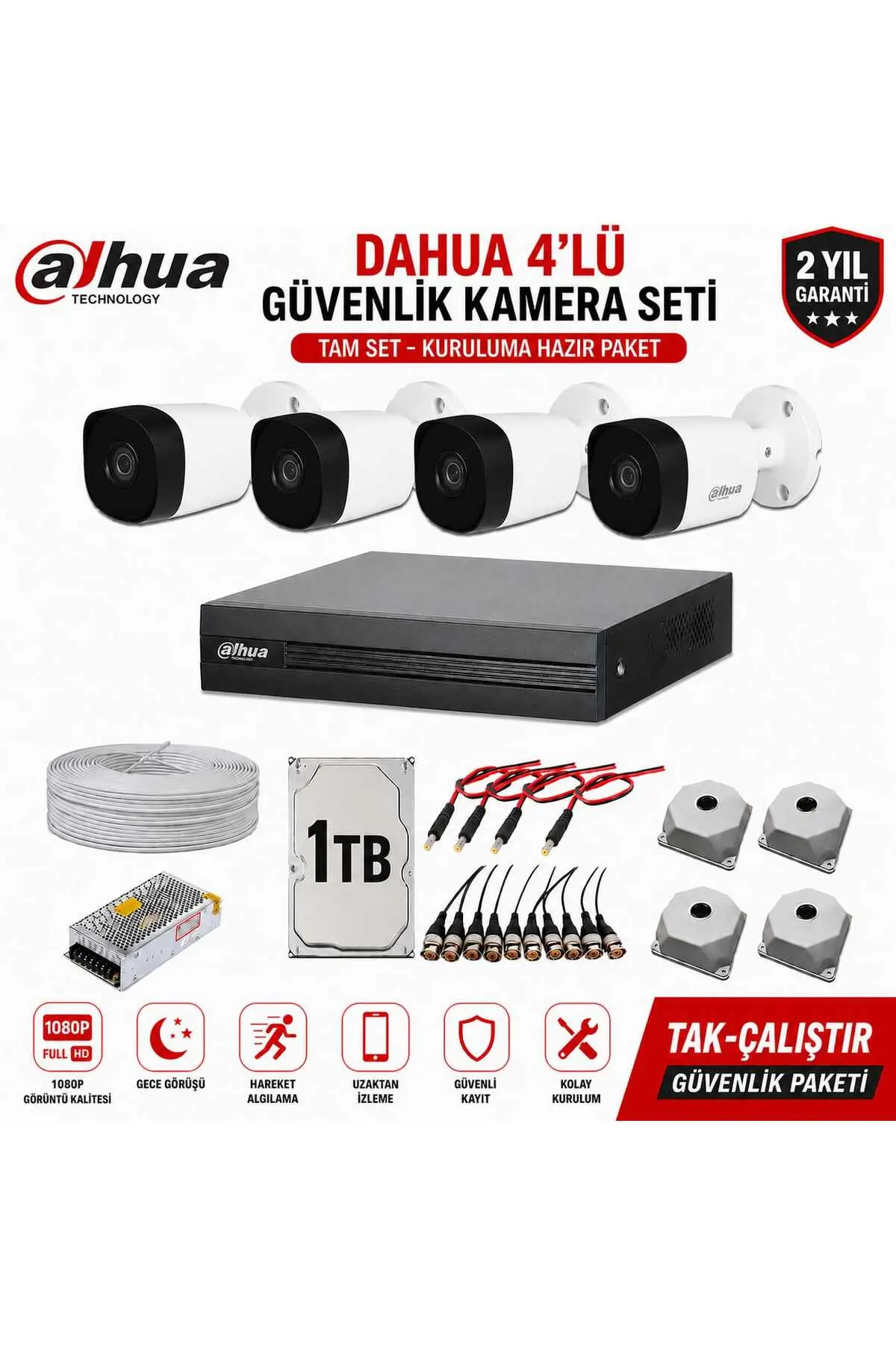 4'lü HD Kamera Sistemi - 1 TB HDD
