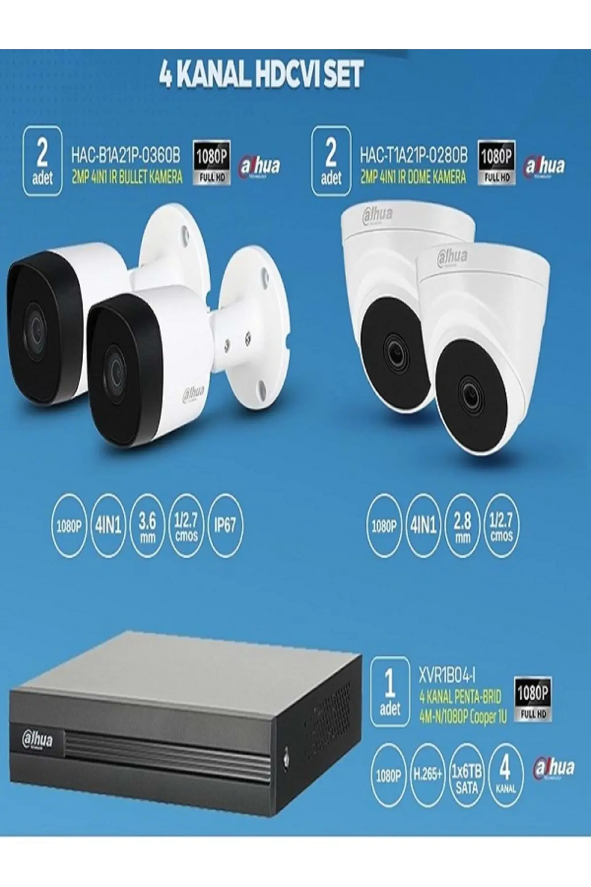 4LÜ FULL HD AHD KAMERA SETİ(DAHUA)