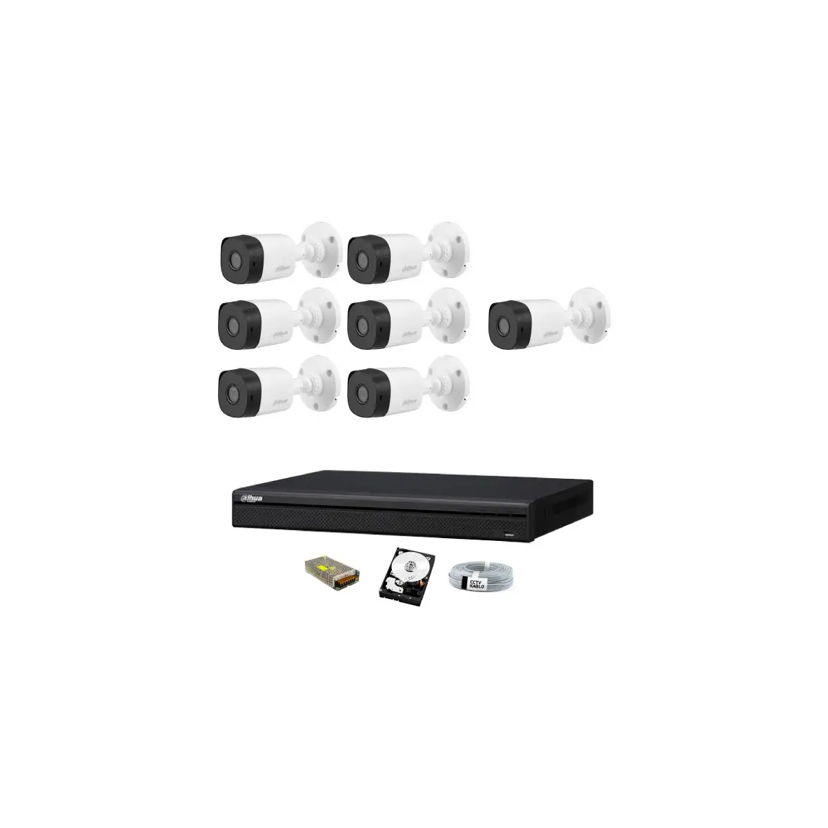 7 Kameralı Güvenlik Sistemi Dış-Mekan-Hdd-Jack-Bnc-Konnektör Proje Kamera