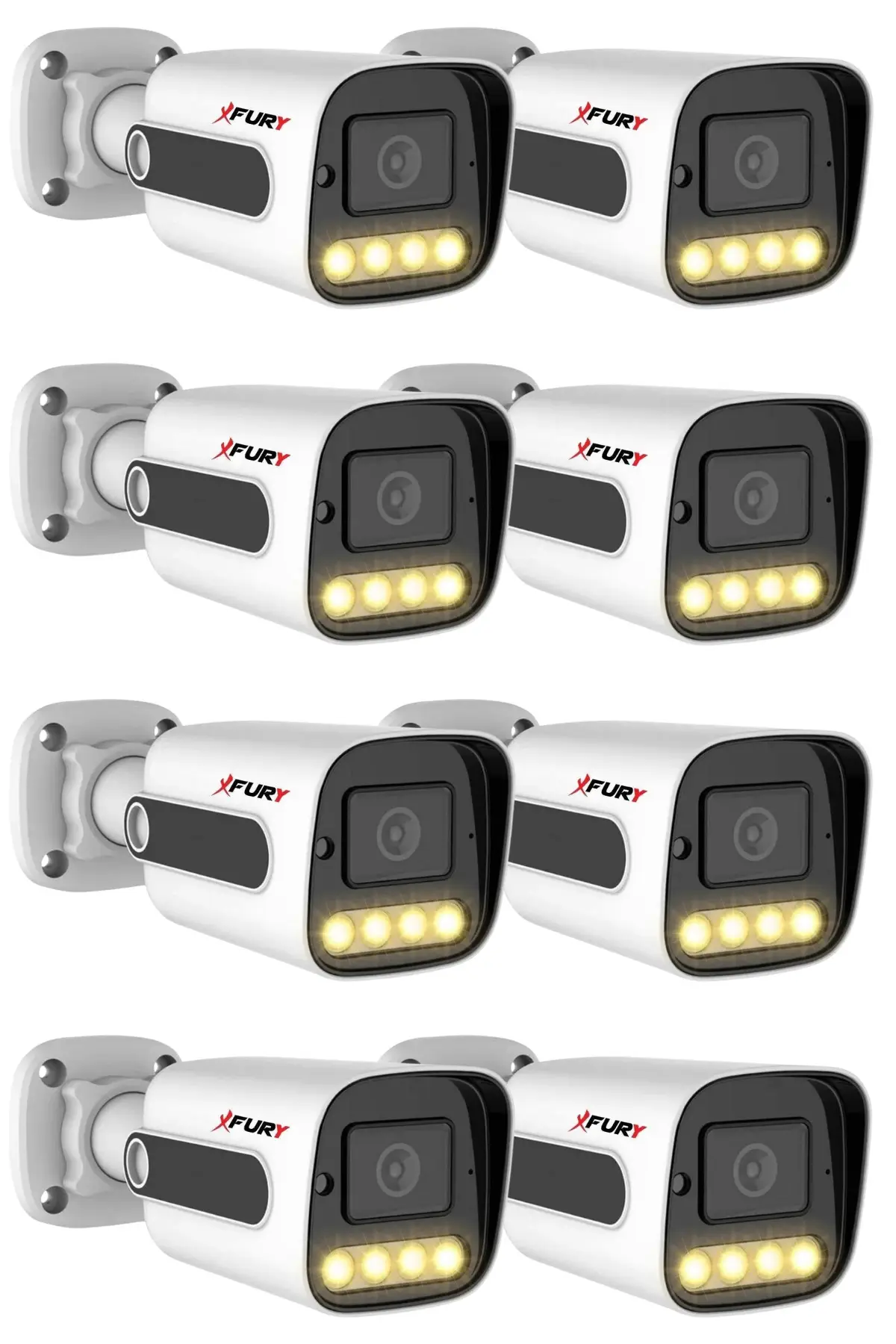 8 Adet 5MP Lens 1080P Full HD AHD 4 Led Gece Görüşlü Renkli Su Geçirmez Güvenlik Kamera