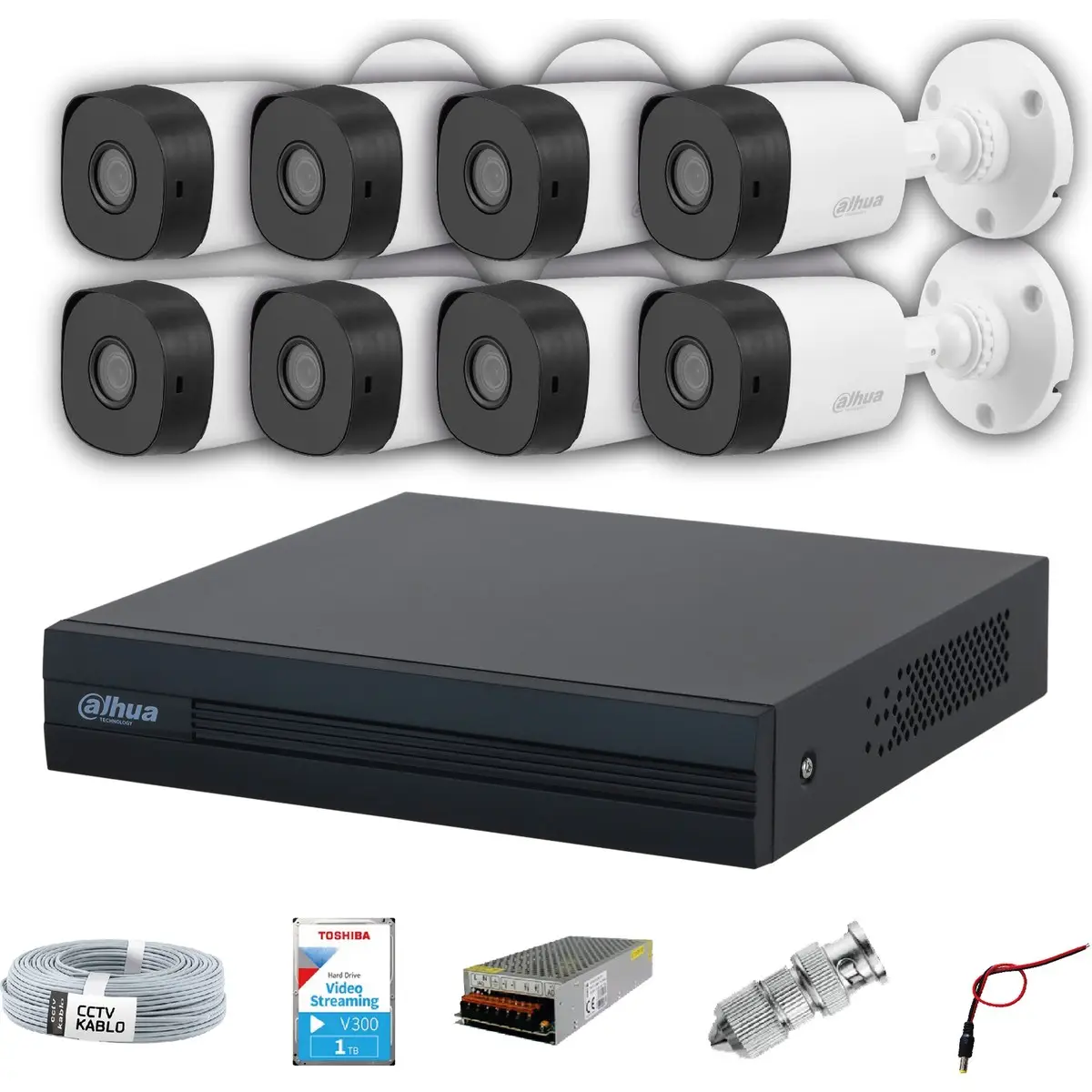 8 Kameralı Gece Görüşlü Güvenlik Seti Full Hd