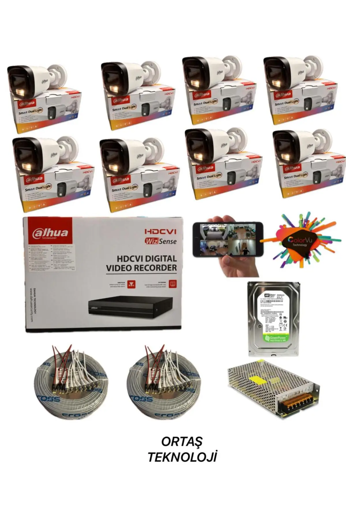 8 Kameralı Gece Renkli 8 Kanal 1tb HDD Hd Kamera Seti