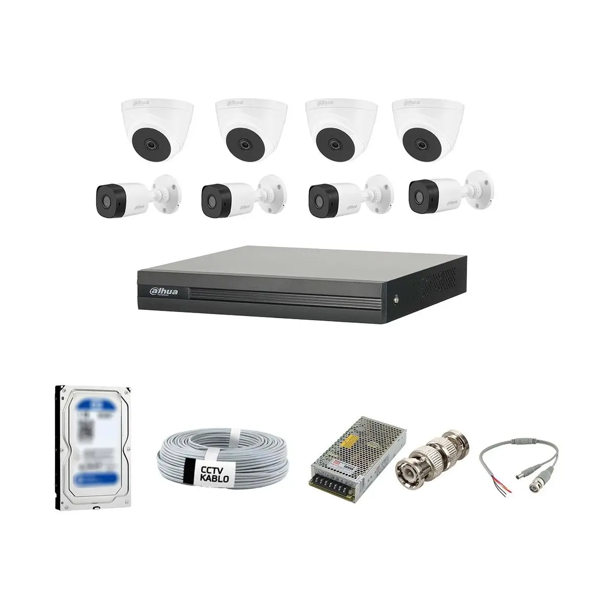 8 Kameralı Güvenlik Kamera Seti 2 TB HDD ile 24 Saat Sürekli İzleme İmkanı