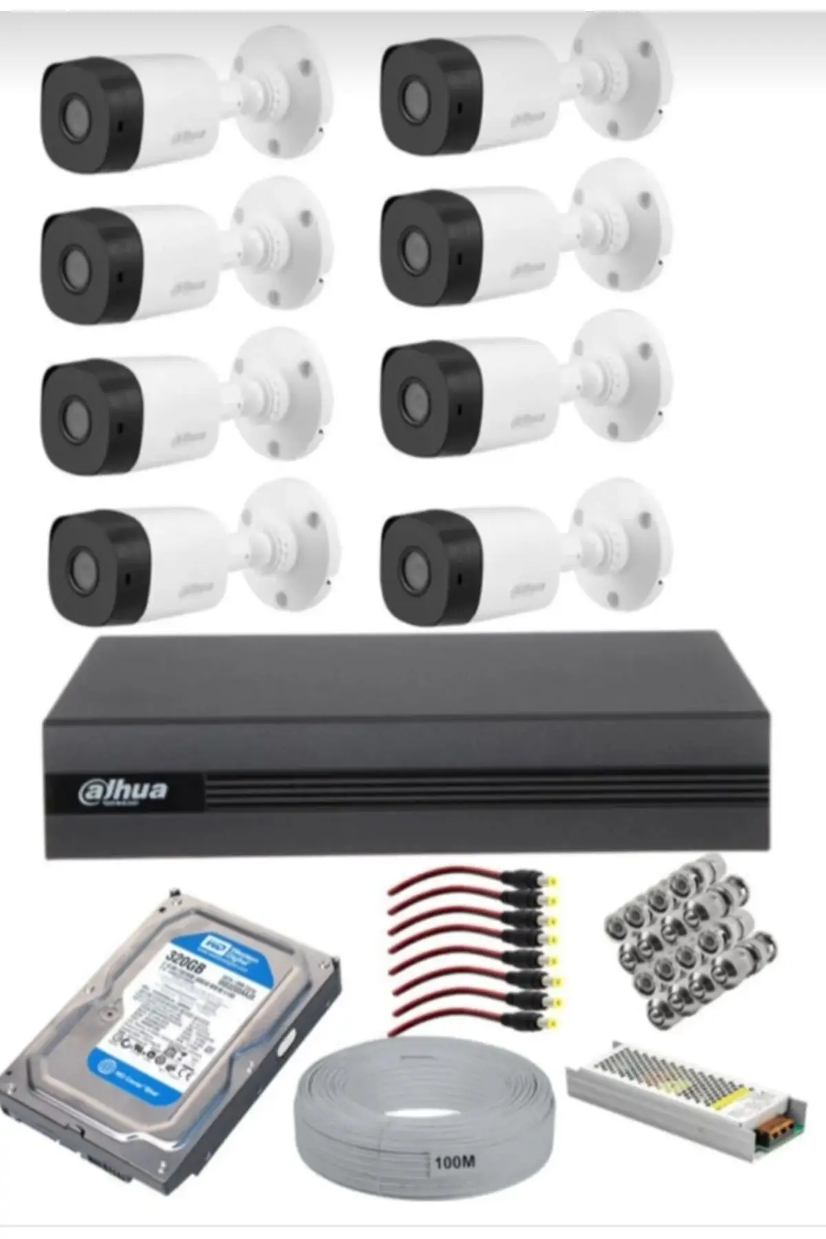 8 kameralı Güvenlik kamerasi Full Set 500 GB 8 li Dahua