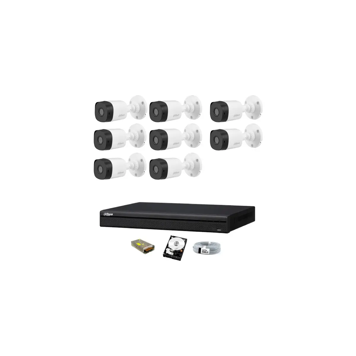 8 Kameralı Güvenlik Sistemi Dış-Mekan-Hdd-Jack-Bnc-Konnektör Proje Kamera