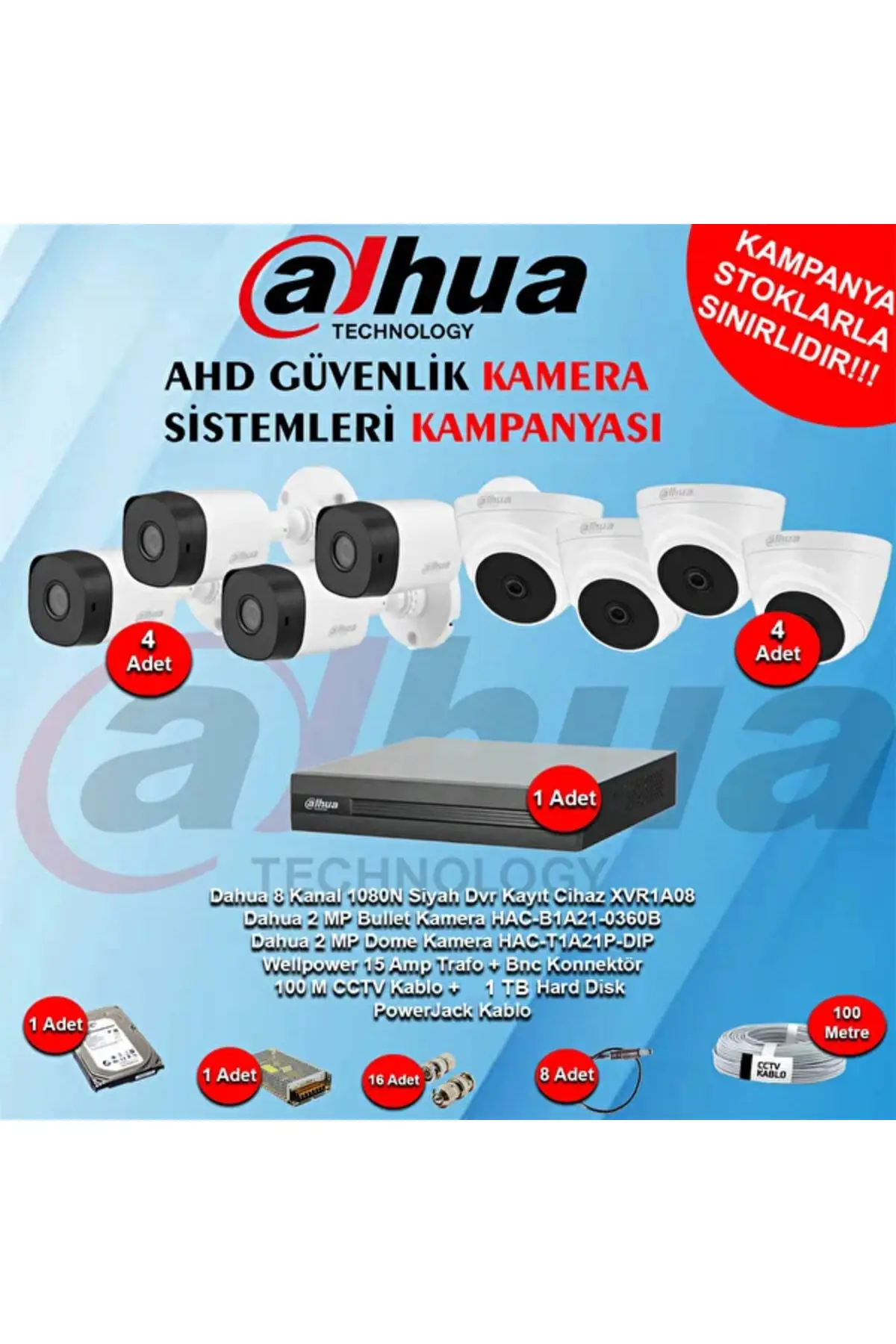 8 Kanal Ahd Güvenlik Kamera Seti