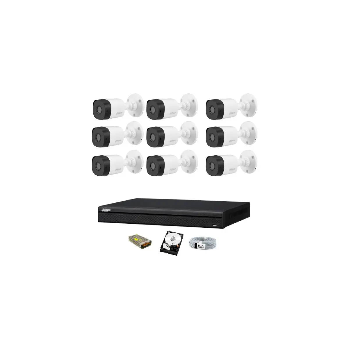 9 Kameralı Güvenlik Sistemi Dış-Mekan-Hdd-Jack-Bnc-Konnektör Proje Kamera