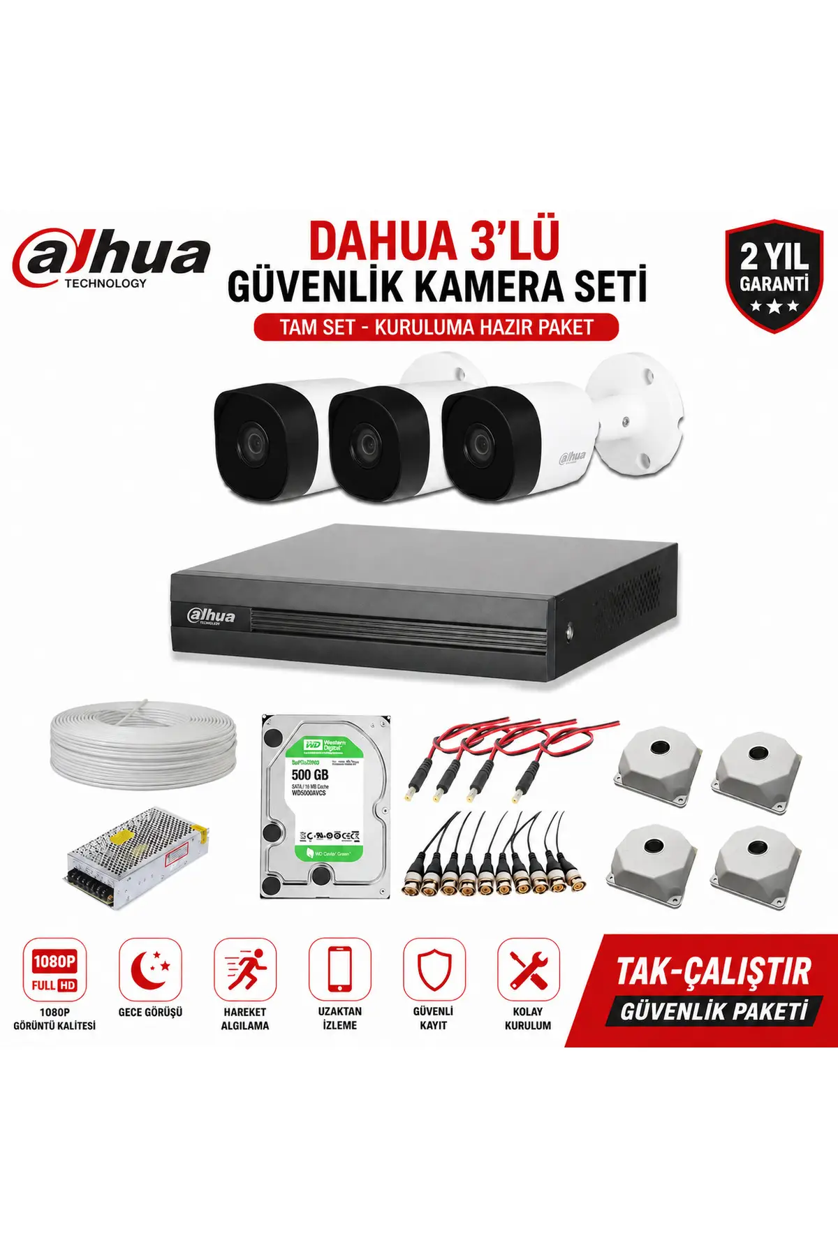 Dahua 3'lü HD Kamera Sistemi