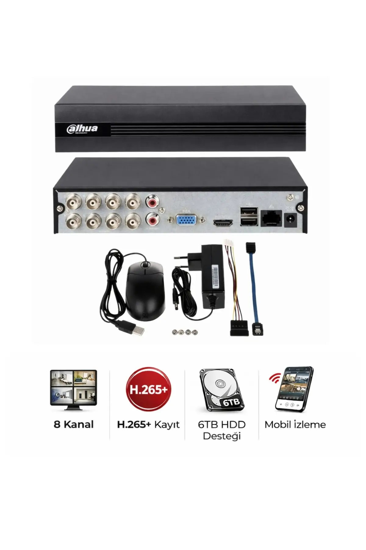 Dahua XVR1B08I-T 8 Kanal WizSense Penta-brid DVR Kayıt Cihazı