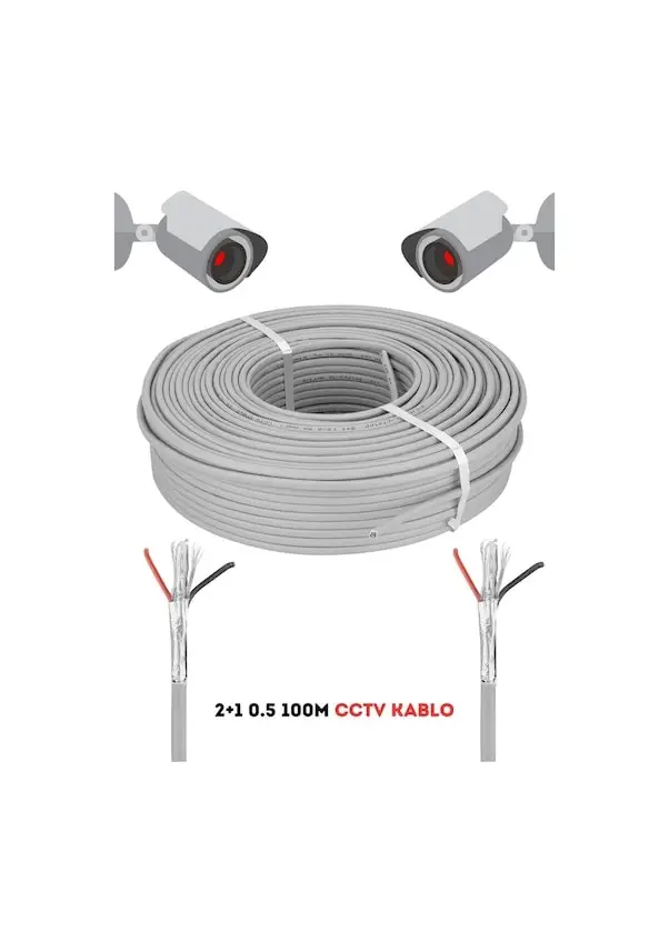 Fury 10 Adet 2+1 0.5 Mm 100 Metre Cctv Kablo Kamera Kablosu