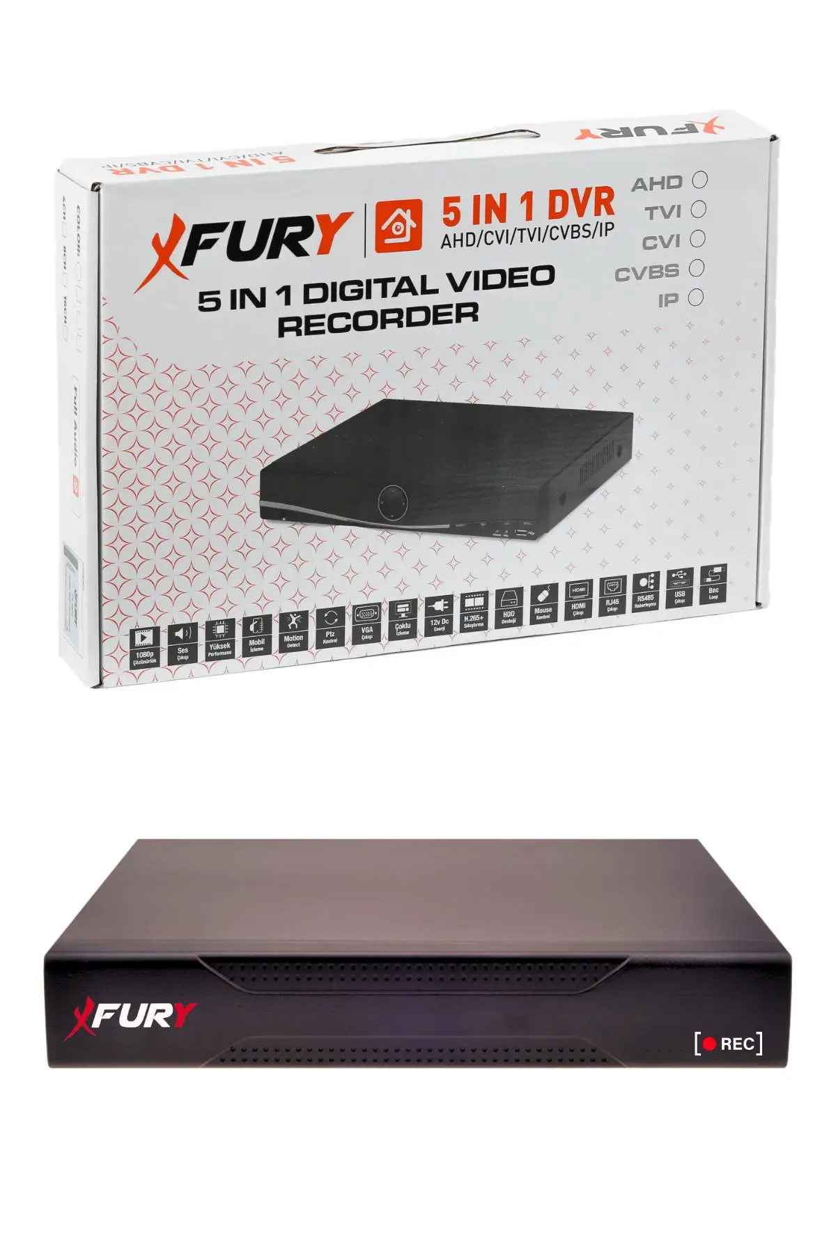 FURY IP 12 Kameralı 1080P Sesli 6 Warm LED Renkli Gece Görüşlü Güvenlik Kamera Sistemi 250GB 1606