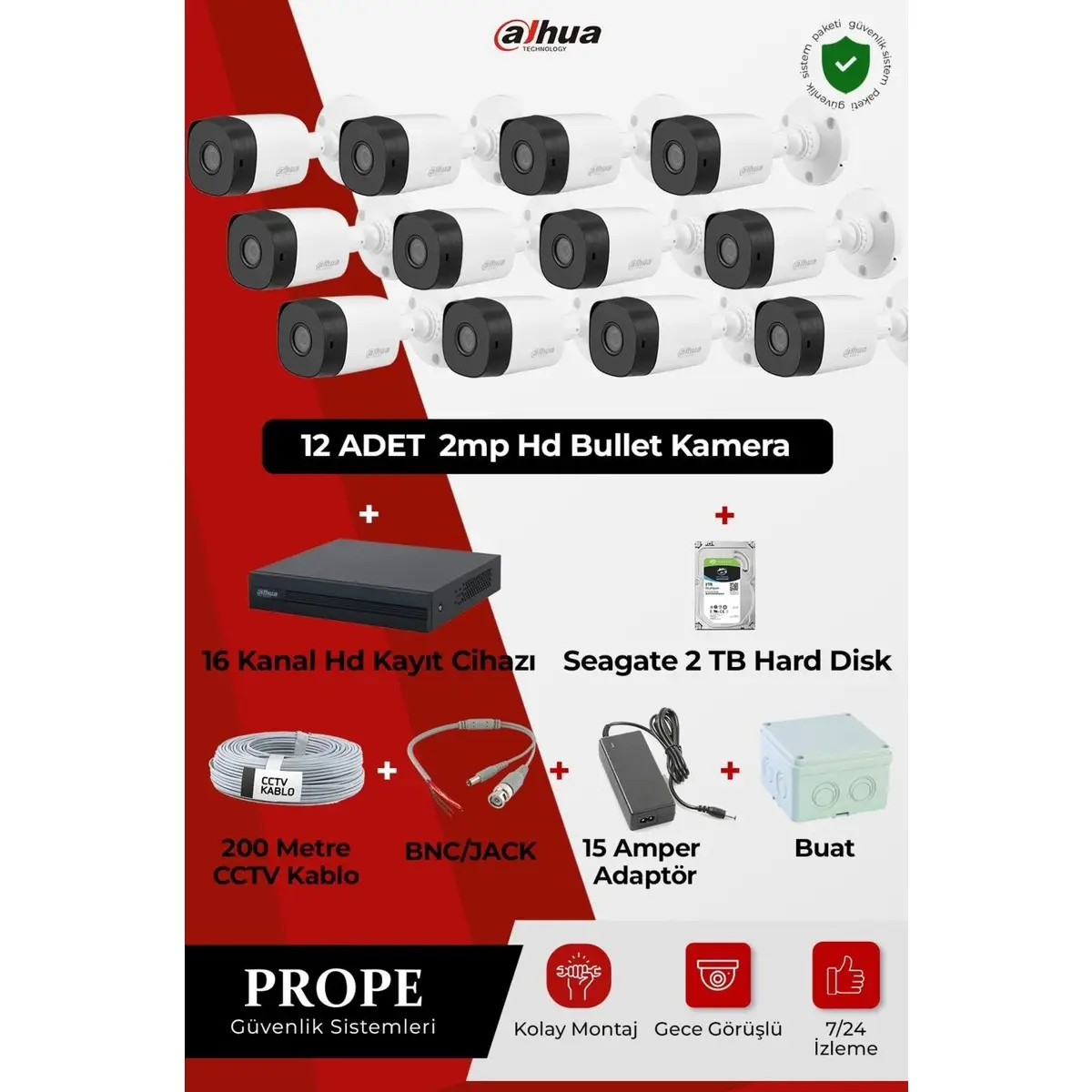 PG-DH12C00001HD-B12ST 12 Kameralı Hd Bullet Full Sistem Paketi
