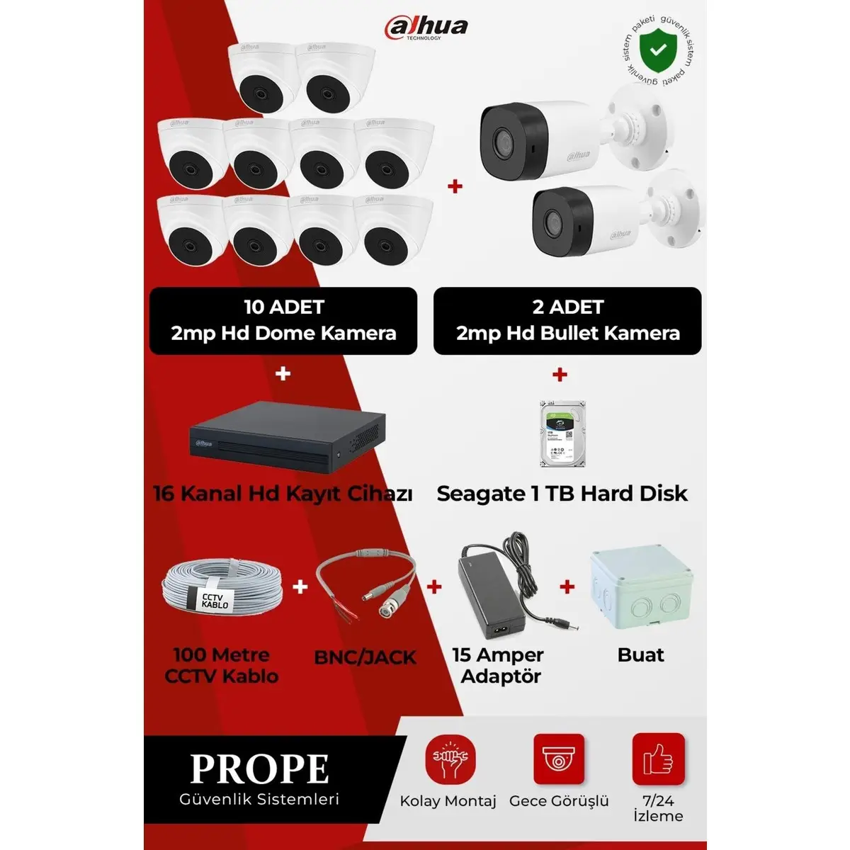PG-DH12C00001HD-FL212ST 12 Kameralı Hd Full Sistem Paketi