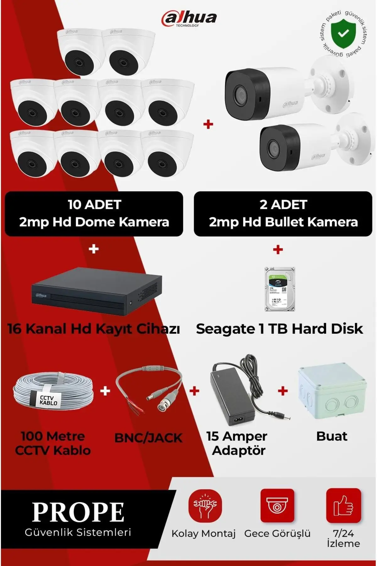 PG-DH12C00001HD-FL212ST 12 Kameralı Hd Full Sistem Paketi