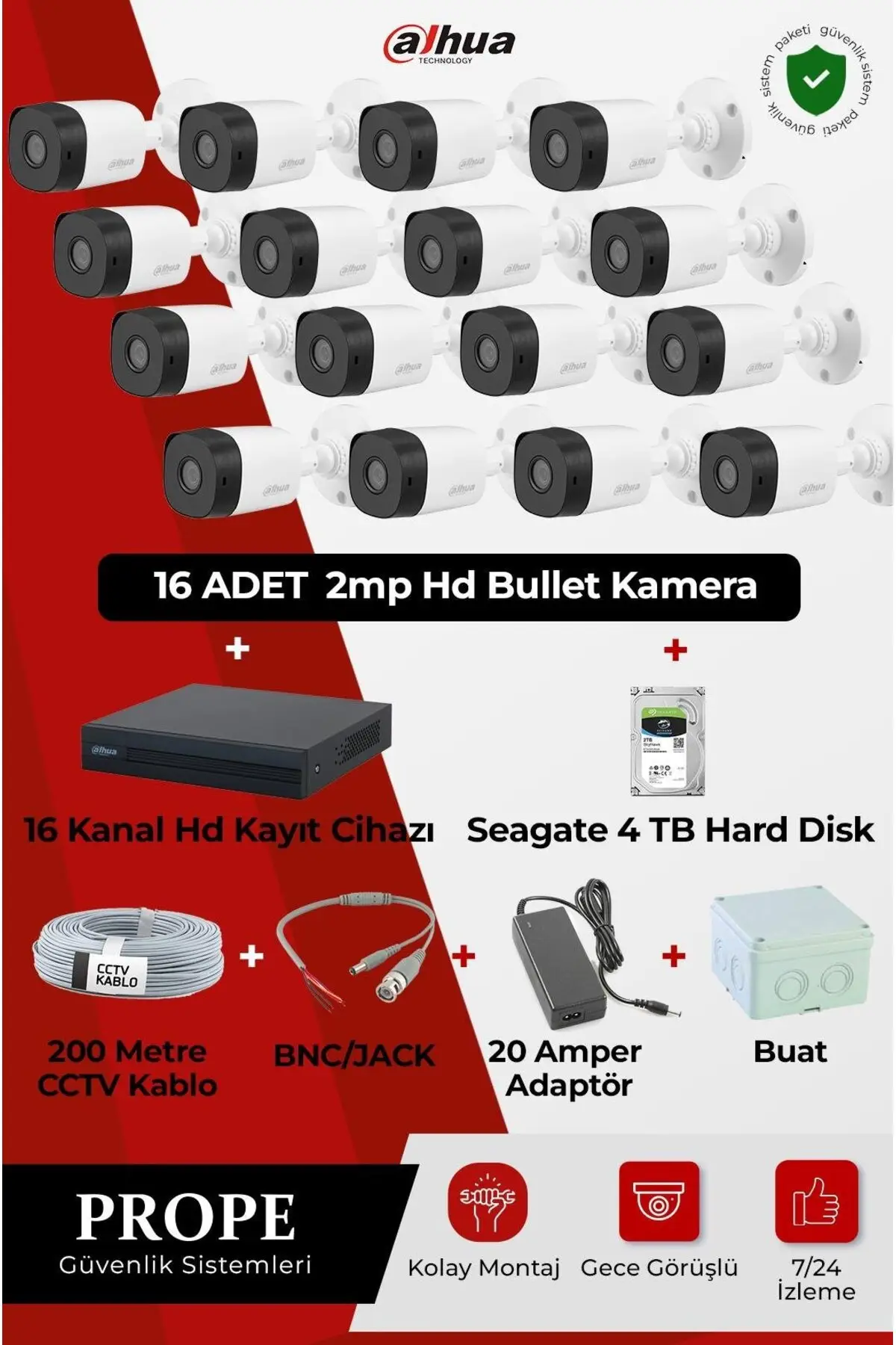 PG-DH16C00001HD-B16ST 16 Kameralı Hd Bullet Full Sistem Paketi
