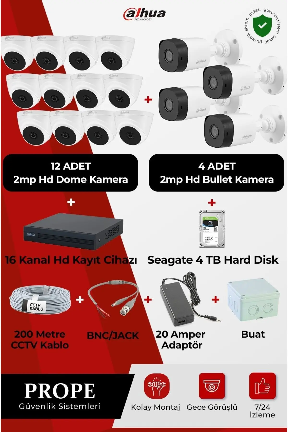 PG-DH16C00001HD-FL16ST 16Kameralı Hd Full Sistem Paketi