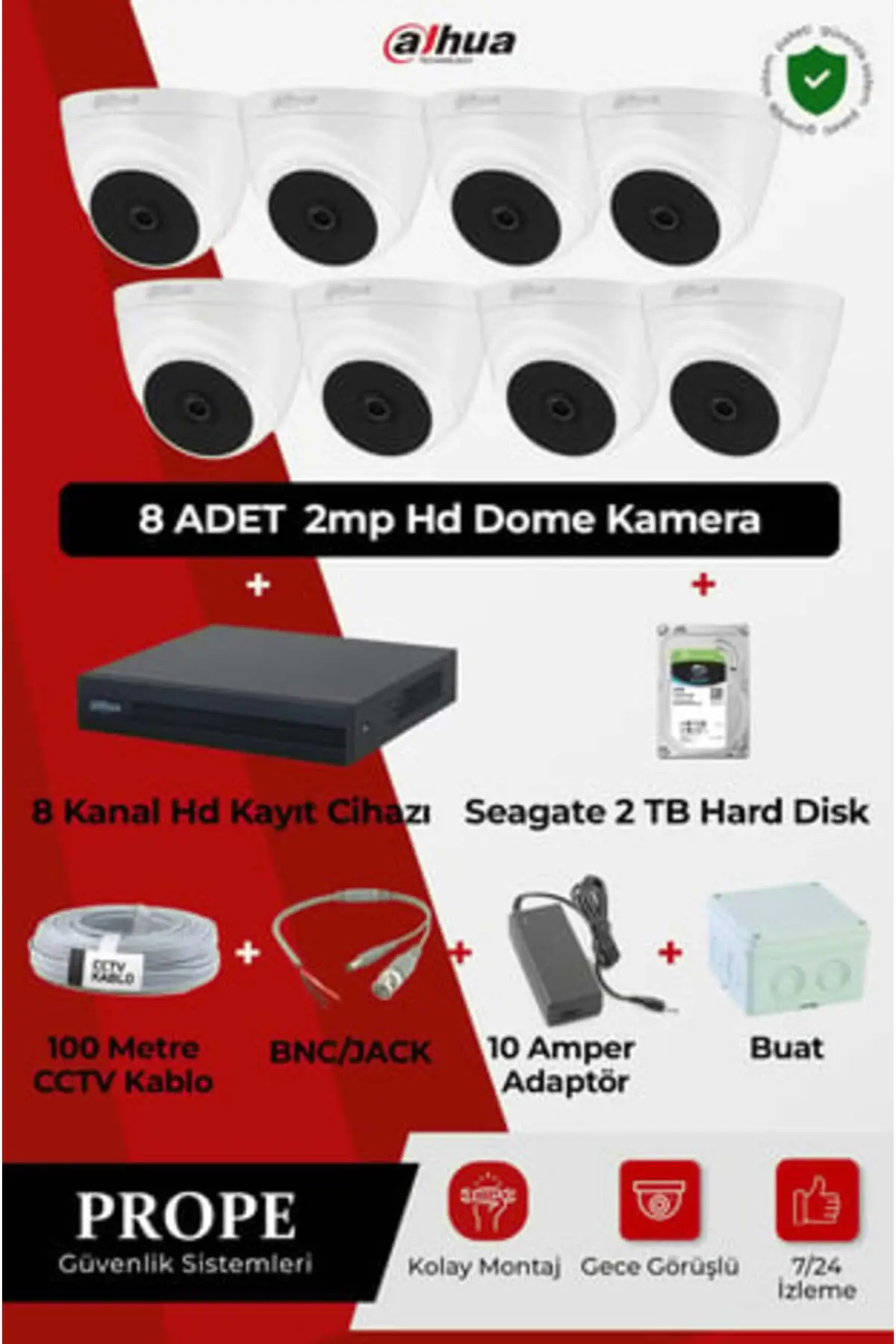 PG-DH8C00001HD-D08ST 8 Kameralı Dome Hd Full Sistem Paketi
