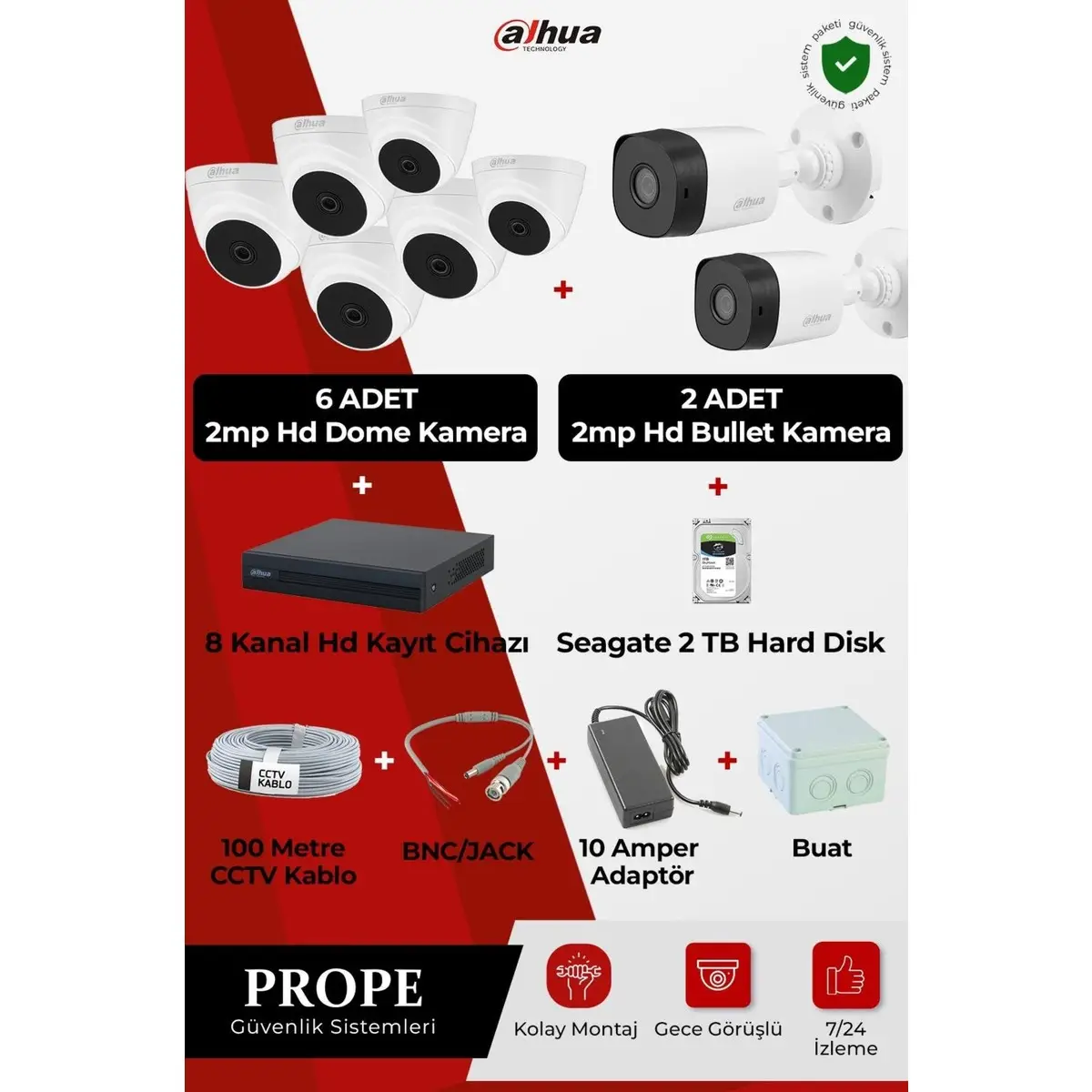 PG-DH8C00001HD-FL08ST 8 Kameralı Hd Full Sistem Paketi