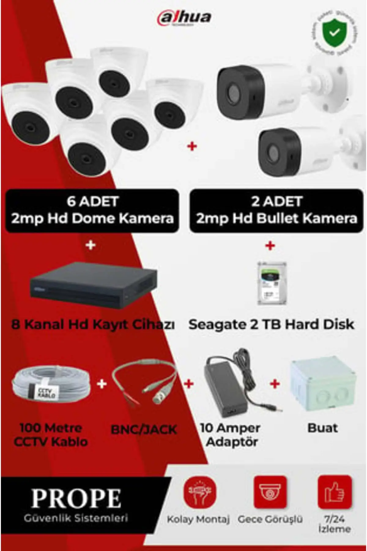 PG-DH8C00001HD-FL08ST 8 Kameralı Hd Full Sistem Paketi