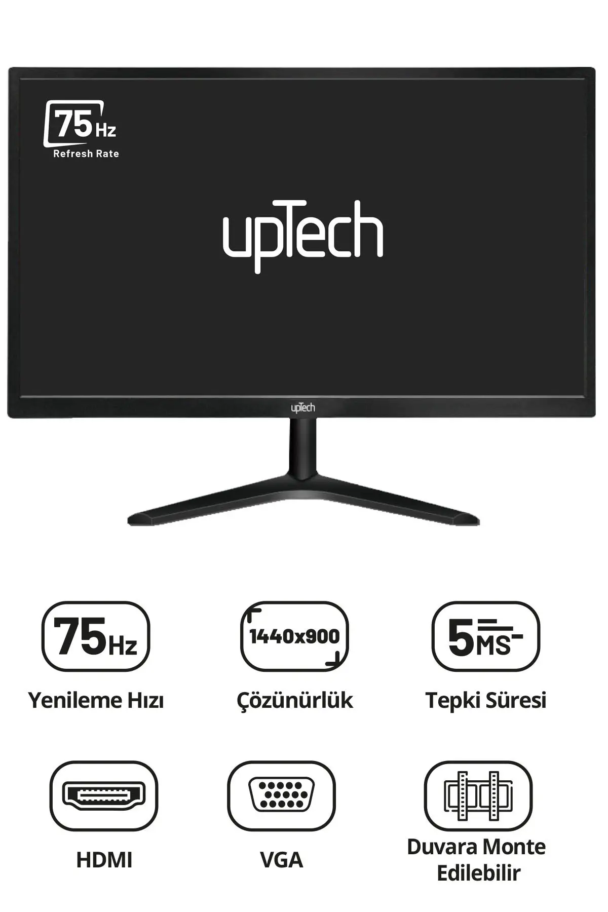 Uptech HD190 19" Geniş Ekran 75 Hz 5ms (VGA,HDMI) Led Monitör