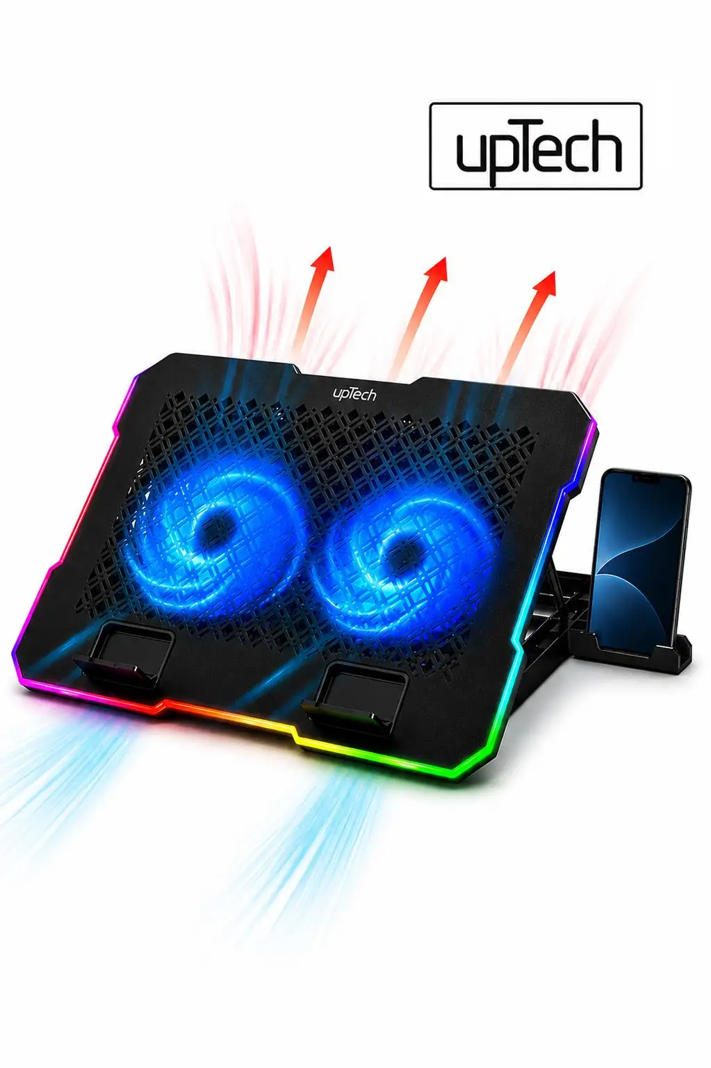 UPTECH RGB Laptop Soğutucu 2 Fanlı Ayarlanabilir Standlı Notebook Soğutucu