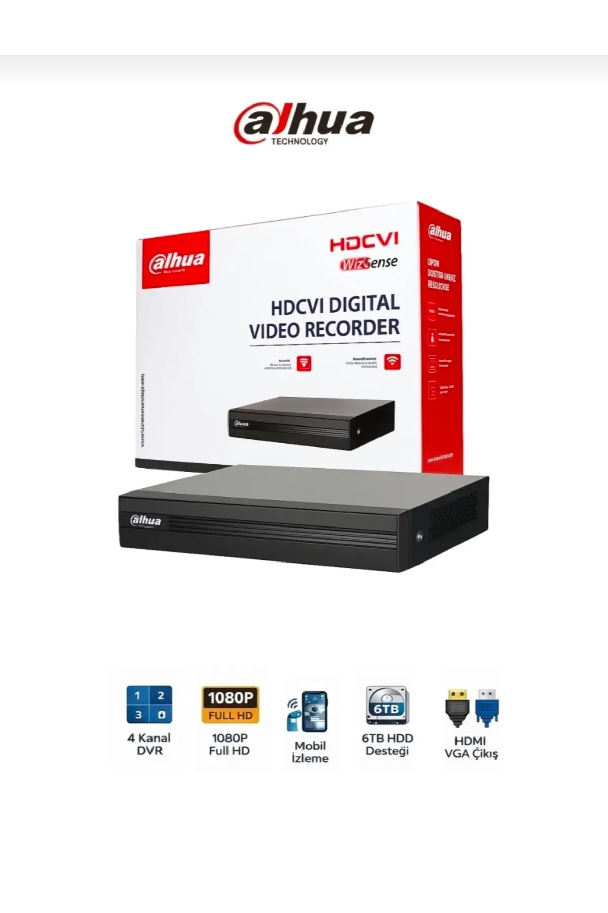 XVR1B04-I/T 4 Kanal H265+ 2MP 1080N HDCVI / AHD / TVI / CVBS / IP Hibrit XVR Kayıt Cihazı