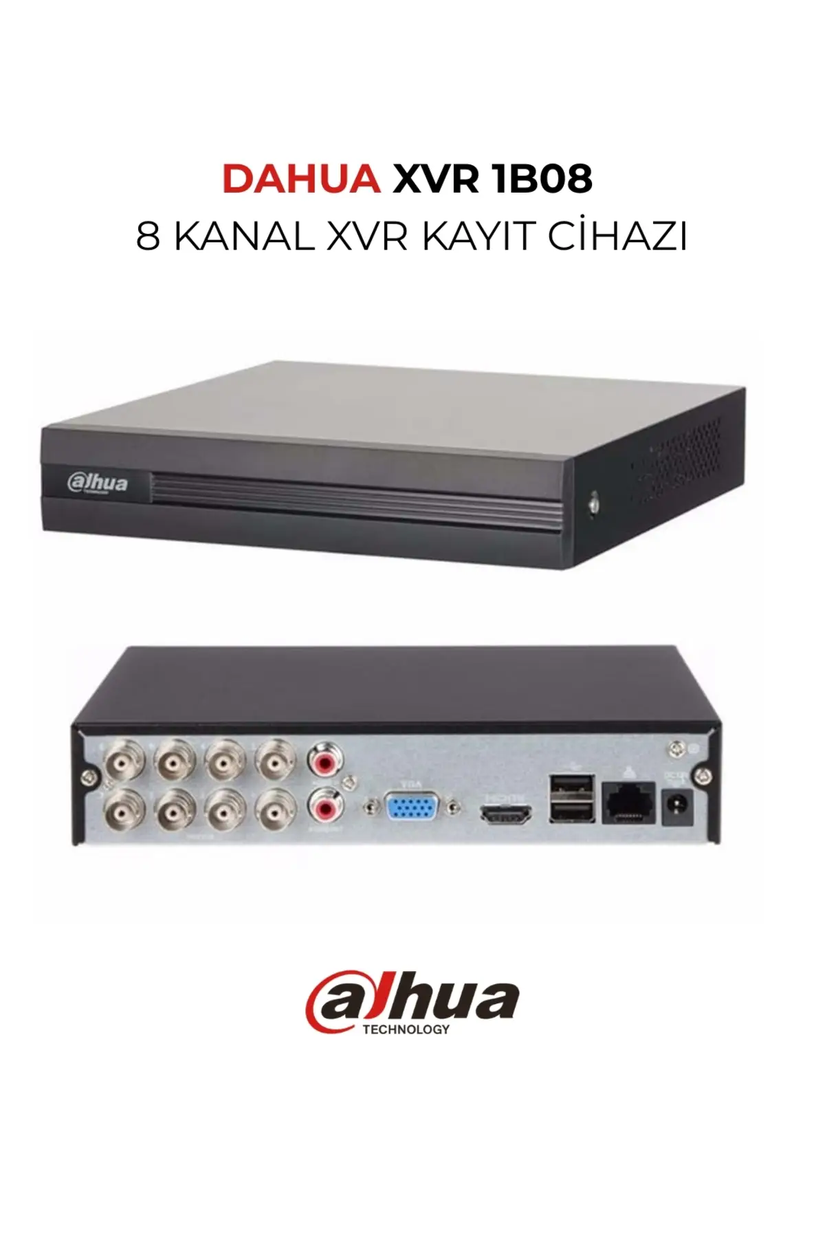 XVR1B08 8 Kanal DVR Kayıt Cihazı H.265+ Sıkıştırma HDMI VGA Çıkış Uzaktan İzleme Destekli